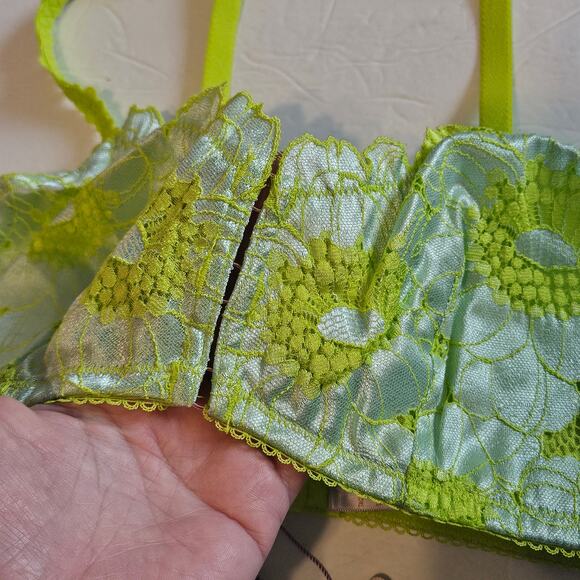 Savage X Fenty Perfect Poppy Lace Bralette Seashell Blue Women's Size Large - Picture 4 of 8